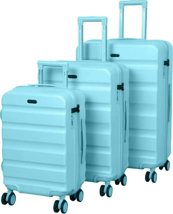 Hard Body Set of 3 Luggage - VENICE Polycarbonate Set of 3 (55, 65 & 75 cm)(Sky Blue) Hard-sided Luggage Trolley Bags - Blue