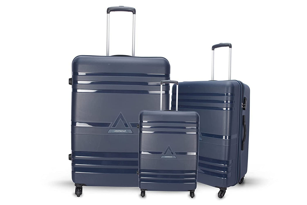 Jet Polycarbonate Hard Sided Set of 3 Trolley Bag Small,Medium,Large| 360 Rotation and Combination Lock (Blue)