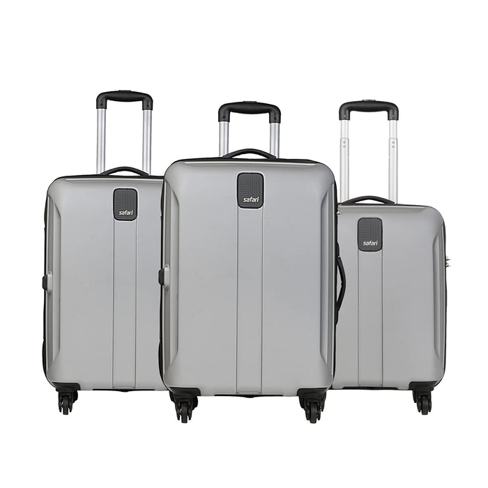 Combo Set of 3 Small, Medium and Large Check-in 4 Wheel Hard Suitcase (Silver)