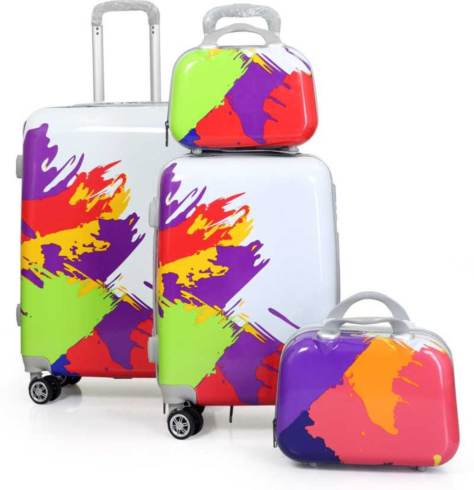 Hard Body Set of 4 Luggage - Polycarbonate Multicolor 2Pc set Trolley Bag with 2Pc Vanity (55 ltr) - Multicolor