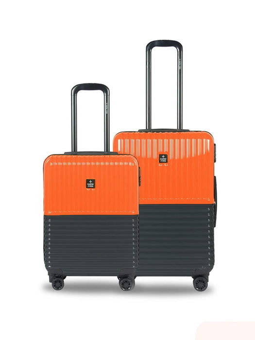 Set of 2, Hard-Sided, Polycarbonate Luggage, Orange and Grey 55, 65 cm Trolley Bag