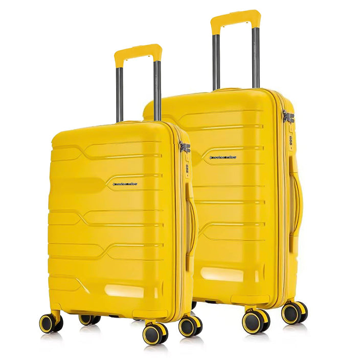 Set of 2 Yellow Trolley Bags Hard-Sided Polypropylene Luggage