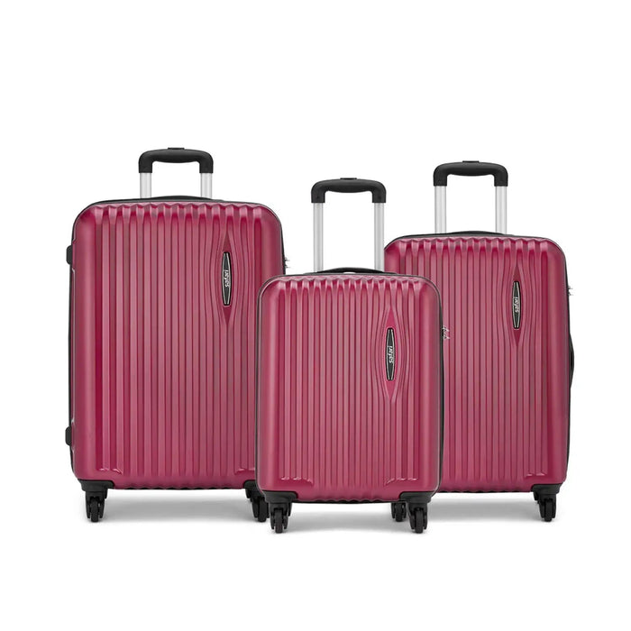 Safari Glimpse 4W Set of 3 (56 cm + 69 cm + 79 cm) Wine Red Hardsided Trolley