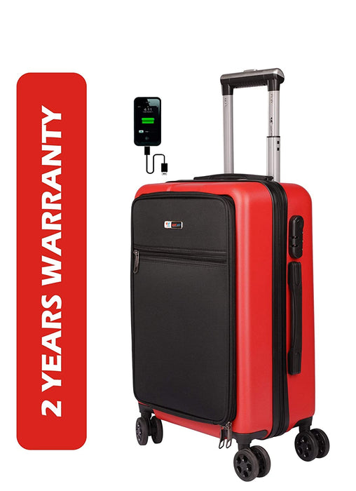 Smart Trolly Bag Hard & Soft Cabin Size Lugguge 20 Inch Red …
