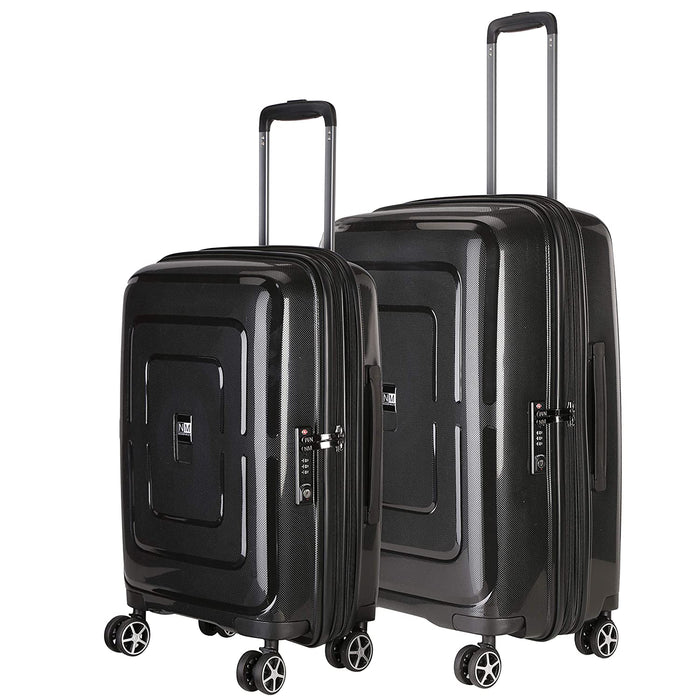 Set of 2 Hard-Sided Polypropylene Luggage Trolley Bags (Black, 55 and 65 cm)