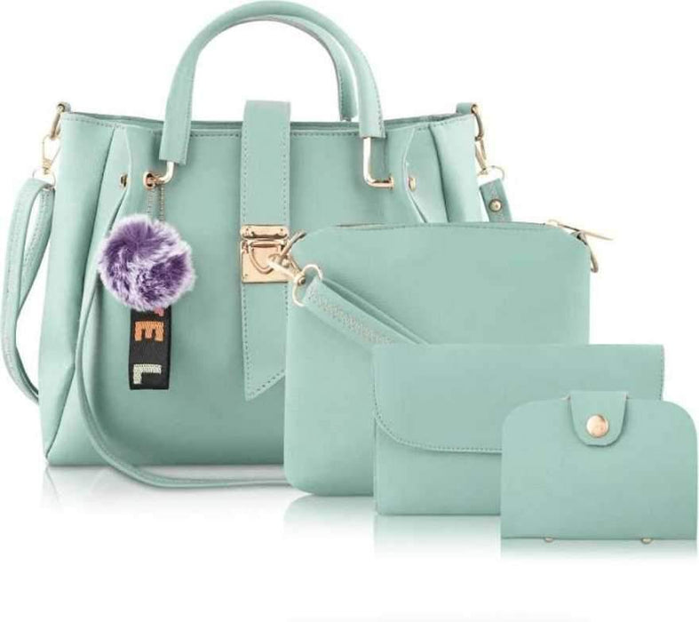 Women Green Hand-held Bag (Pack of: 4)