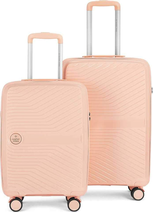 Medium Check-in Luggage (65 cm) - Bruges Hard-Sided Polypropylene Luggage Set of 2 Peach Trolley Bags (55 & 65 cm) - Pink