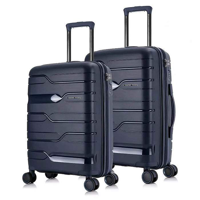 Set of 2 Navy Blue Trolley Bags Paris Hard-Sided Polypropylene Luggage