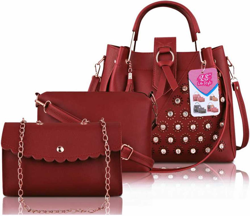 Women Maroon Messenger Bag (Pack of: 3)