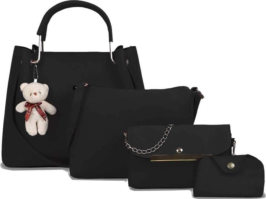 Women Black Hand-held Bag (Pack of: 4)