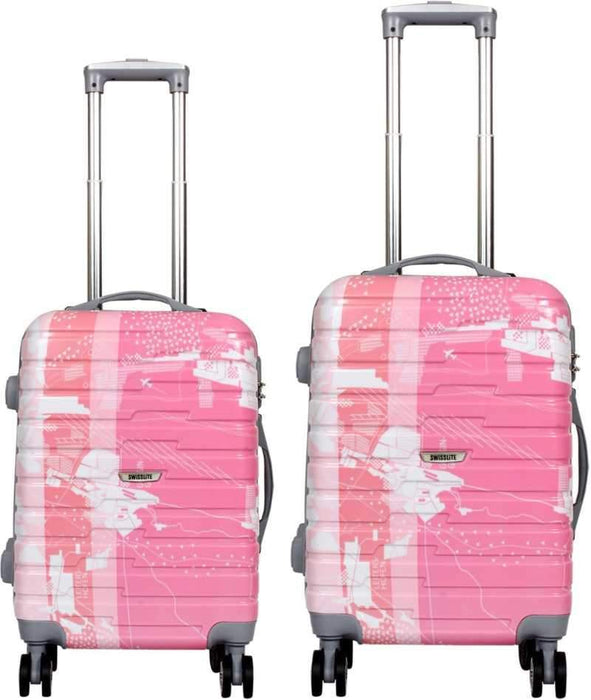 Large Cabin & Check-in Luggage (76 cm) - Swisslite Hardsided Polycarbonate Luggage Trolley Bag (Set of 3 - 20", 24" & 28") - Pink