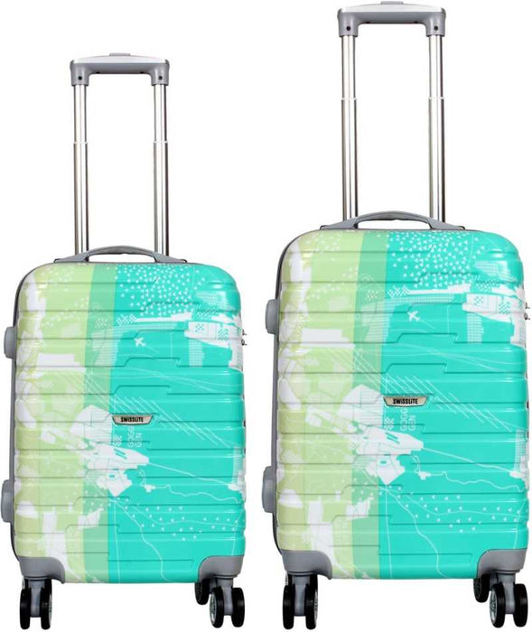 Large Cabin & Check-in Luggage (76 cm) - Swisslite Hardsided Polycarbonate Luggage Trolley Bag (Set of 3 - 20", 24" & 28") - Green