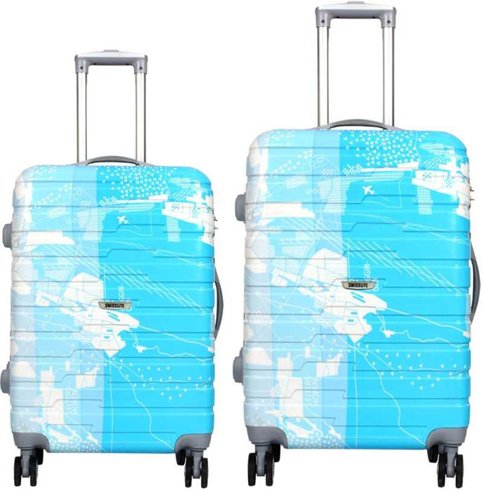 Large Cabin & Check-in Luggage (76 cm) - Swisslite Hardsided Polycarbonate Luggage Trolley Bag (Set of 3 - 20", 24" & 28") - Blue