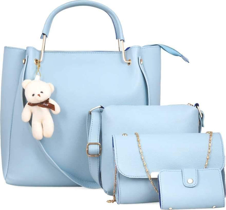 Women Blue Hand-held Bag (Pack of: 4)