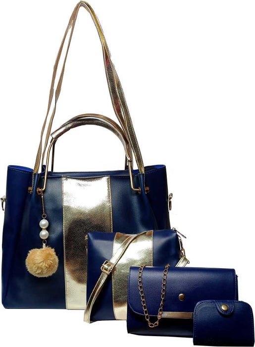 Women Blue Handbag (Pack of: 4)