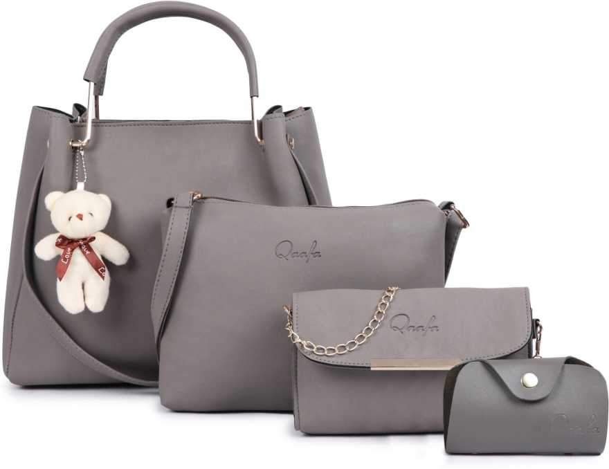 Women Grey Hand-held Bag (Pack of: 4)