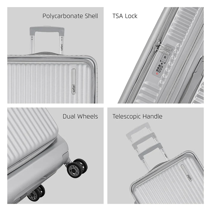 Safari Select Recoil Cabin Trolley Bag with Laptop Compartment, TSA Lock, Dual wheels and Anti-Theft Zipper
