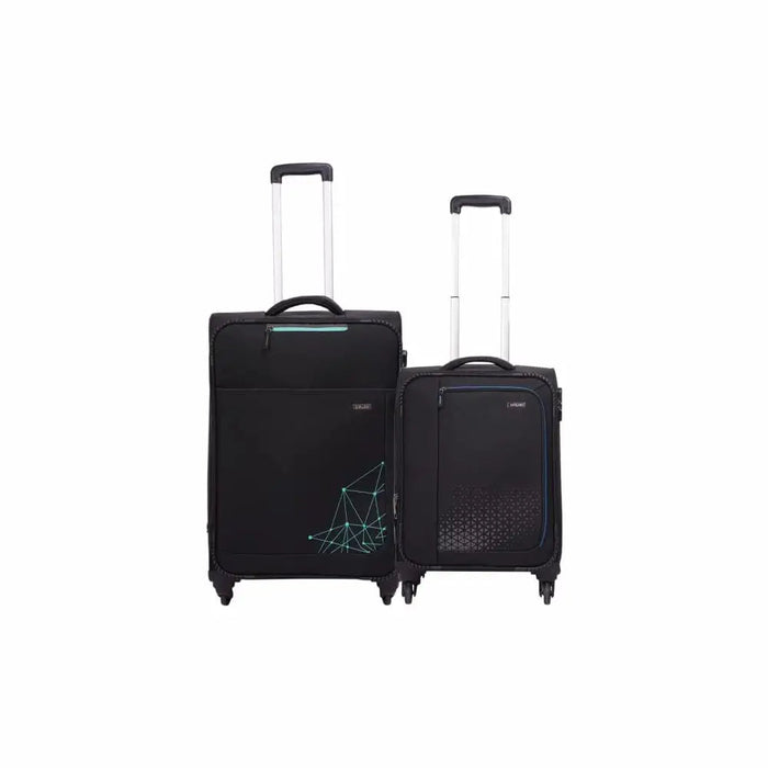 Polyester Trolley Bag (Black, 20&24 inch, SOLITARE Medium & Prism Small) - Set of 2