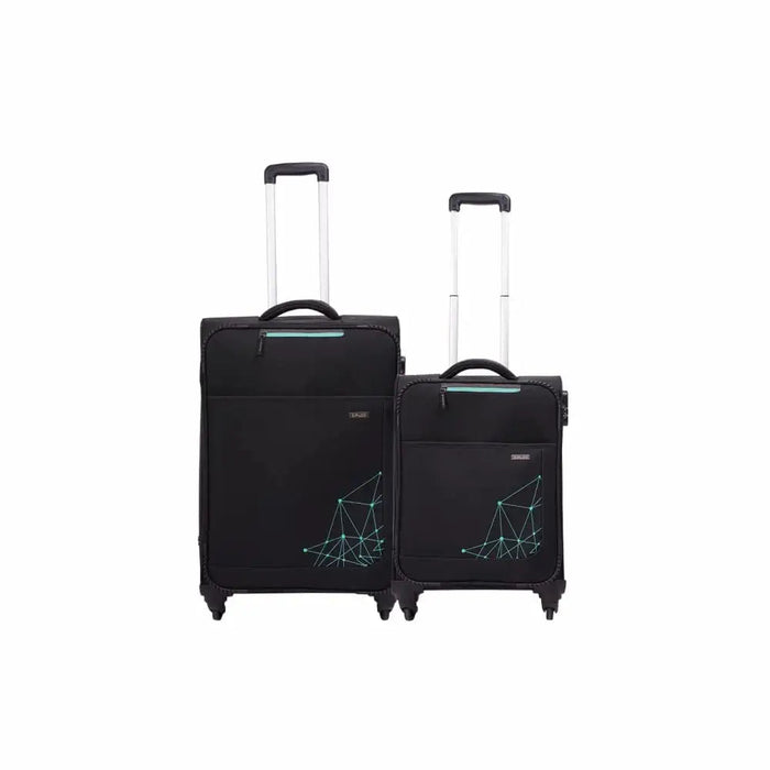 Polyester Trolley Bag (Black, 20&24 inch, SOLITARE Medium & Prism Small) - Set of 2