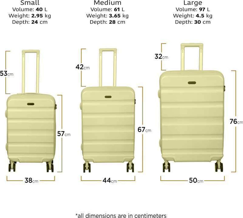 Hard Body Set of 3 Luggage - VENICE Polycarbonate Set of 3 (55, 65 & 75 cm)(Yellow) Hard-sided Luggage Trolley Bags - Yellow