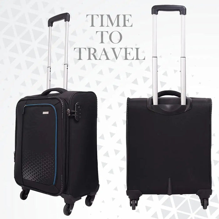 Polyester Trolley Bag (Black, 20&24 inch, SOLITARE Medium & Prism Small) - Set of 2