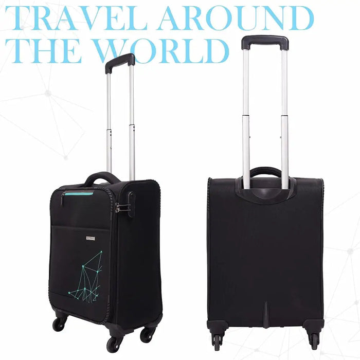 Polyester Trolley Bag (Black, 20&24 inch, SOLITARE Medium & Prism Small) - Set of 2
