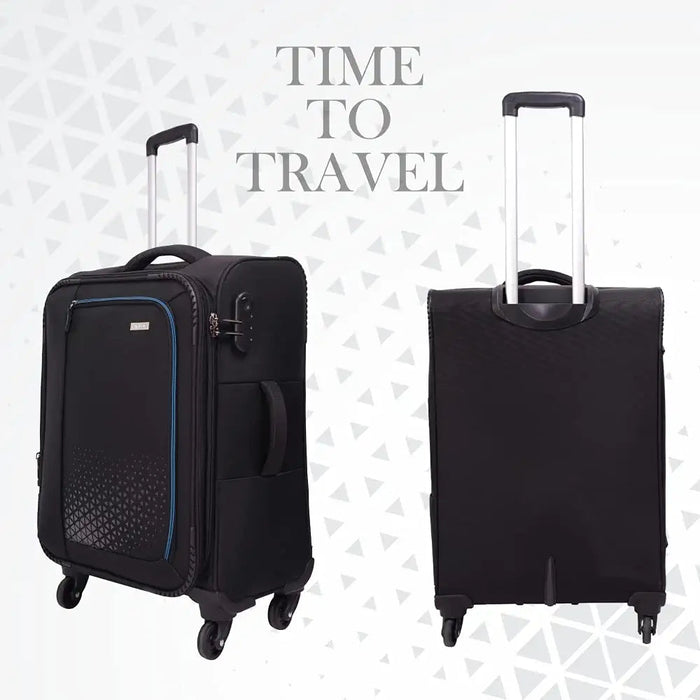 Polyester Trolley Bag (Black, 20&24 inch, SOLITARE Medium & Prism Small) - Set of 2