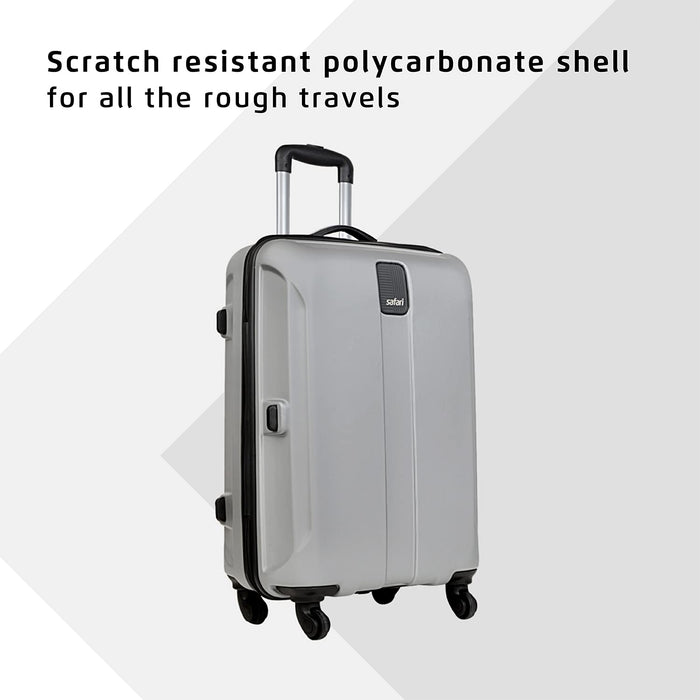 Combo Set of 3 Small, Medium and Large Check-in 4 Wheel Hard Suitcase (Silver)