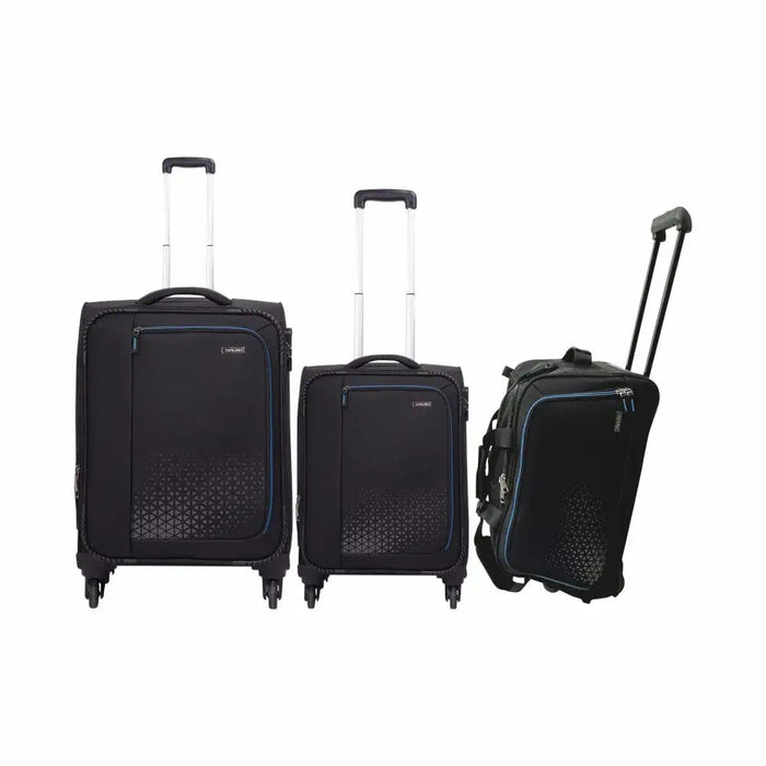 Polyester Trolley Bag (Black, 20&24 inch, SOLITARE Medium & Prism Small) - Set of 2