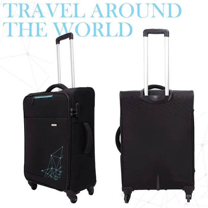 Polyester Trolley Bag (Black, 20&24 inch, SOLITARE Medium & Prism Small) - Set of 2