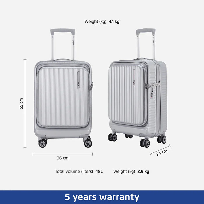 Safari Select Recoil Cabin Trolley Bag with Laptop Compartment, TSA Lock, Dual wheels and Anti-Theft Zipper