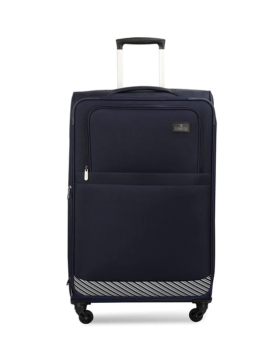 fish Combo of 3 Sydney Luggage Polyester Soft Case Suitcases Varied Sizes Four Wheel Trolley Bags - Navy Blue (56 cm, 67 cm, 78 cm)