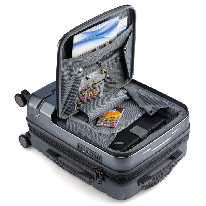Combo-Medium & Cabin Full Armour Protection Strongest Travel Bag | 8 Wheel Trolley | 16-2379-08 | Set of 2 Metallic-Grey, 63 cms, 47 cms