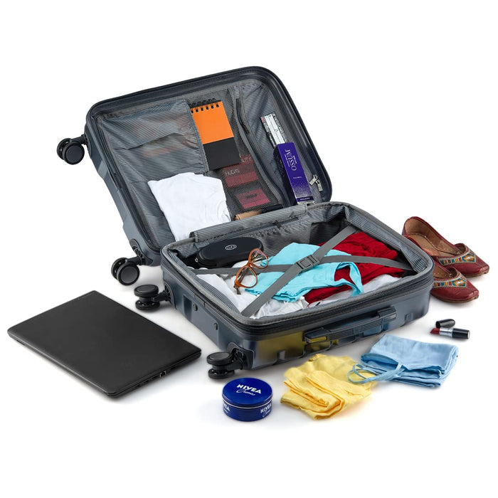 Combo-Medium & Cabin Full Armour Protection Strongest Travel Bag | 8 Wheel Trolley | 16-2379-08 | Set of 2 Metallic-Grey, 63 cms, 47 cms