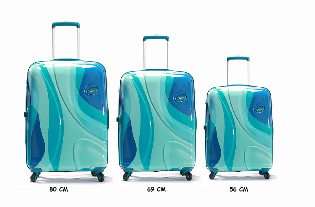 (Set of 3) Polycarbonate Small - 56 cm, Medium - 69 cm & Large - 80 cm Hard Trolley Bag  (Dio-111_Blue & Teal)