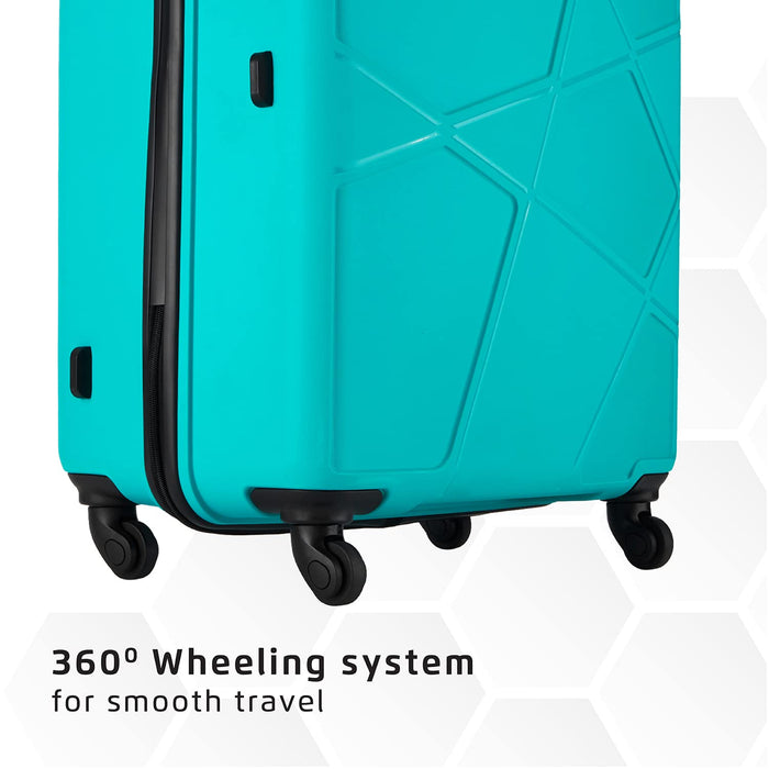 Polypropylene 65 cms Cyan Hardsided Medium Check-in Luggage, 4 Wheel Trolley Bag for Travel