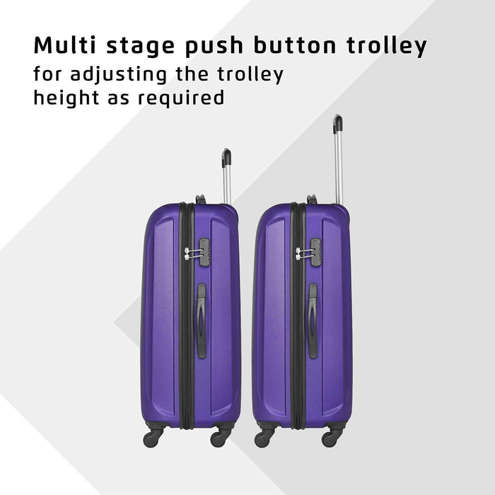 Sharp Anti-Scratch Combo Set of 2 Purple Small, Medium Check-in 4 Wheel Hard Suitcase