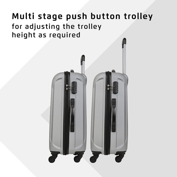 Combo Set of 3 Small, Medium and Large Check-in 4 Wheel Hard Suitcase (Silver)