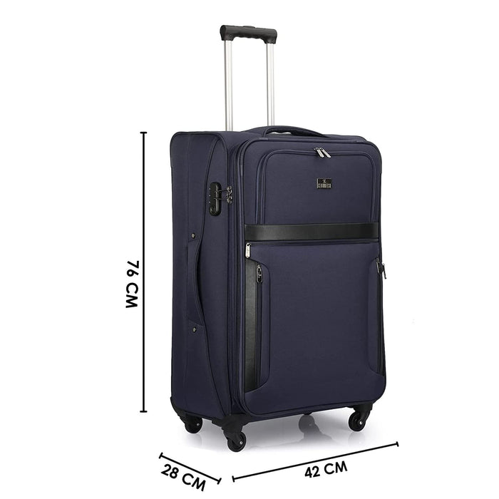 fish Combo of 3 Sydney Luggage Polyester Soft Case Suitcases Varied Sizes Four Wheel Trolley Bags - Navy Blue (56 cm, 67 cm, 78 cm)