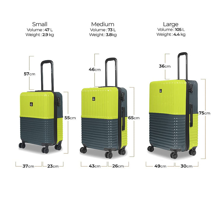 Set of 3 Lime Green and Olive Trolley Bags