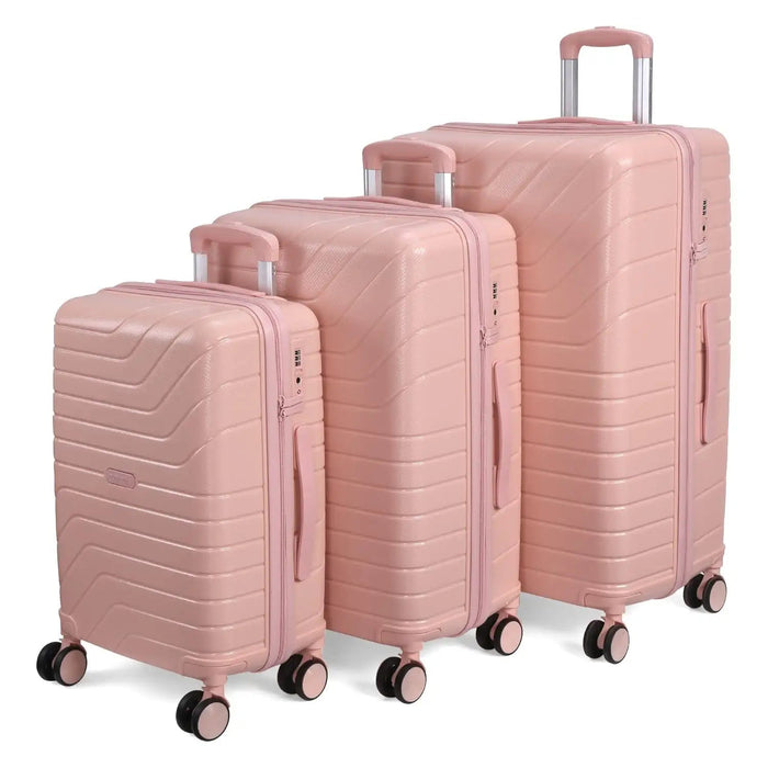 Tuscany 20, 24, 28 inch, Set of 3, Polypropylene Luggage, Hard-Sided, (Pink 55, 65 and 75 cms) Trolley Bag
