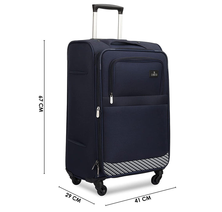 fish Combo of 3 Sydney Luggage Polyester Soft Case Suitcases Varied Sizes Four Wheel Trolley Bags - Navy Blue (56 cm, 67 cm, 78 cm)