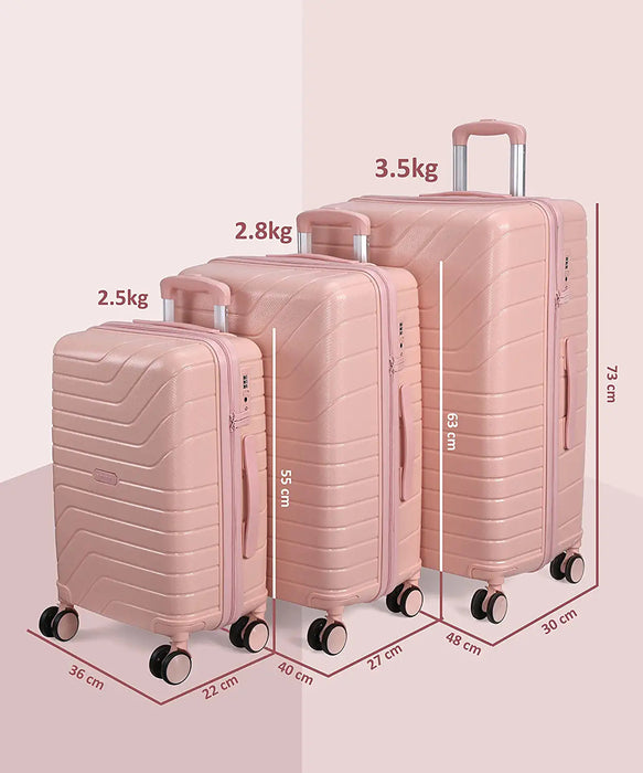 Tuscany 20, 24, 28 inch, Set of 3, Polypropylene Luggage, Hard-Sided, (Pink 55, 65 and 75 cms) Trolley Bag