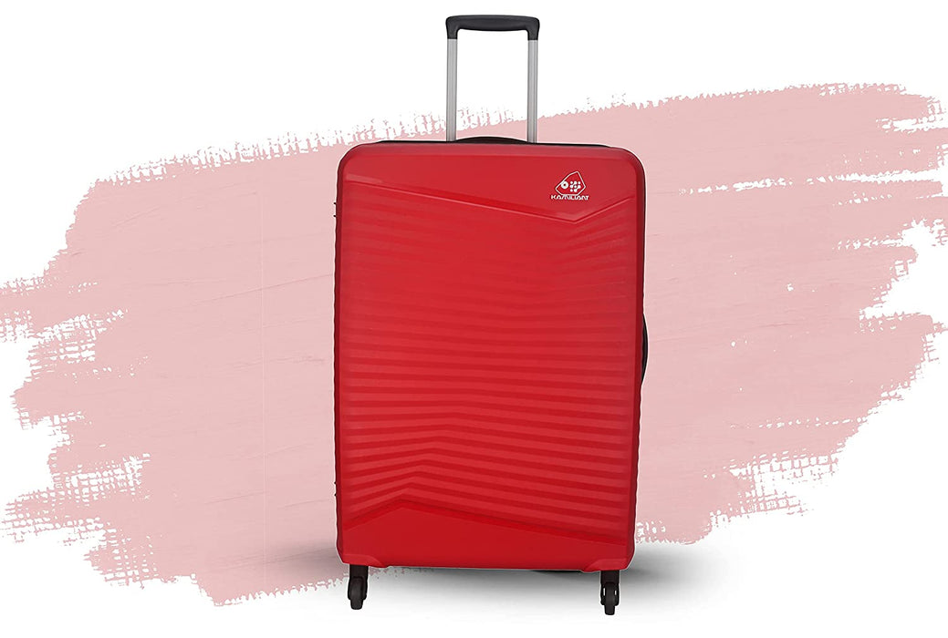 Set of 3 Polypropylene  Small 55 cm Medium 68 cm & Large 79 cm Hard Luggage Trolley Bag (RED)