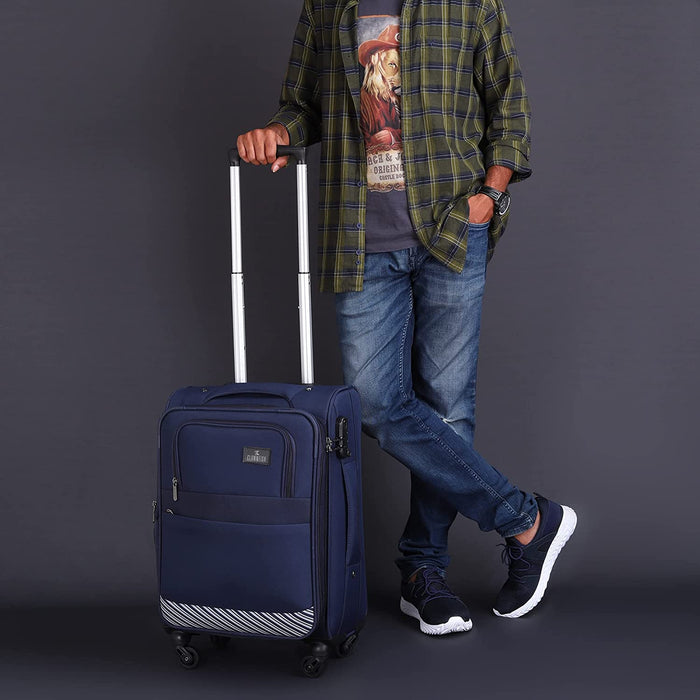 fish Combo of 3 Sydney Luggage Polyester Soft Case Suitcases Varied Sizes Four Wheel Trolley Bags - Navy Blue (56 cm, 67 cm, 78 cm)