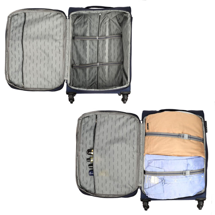 fish Combo of 3 Sydney Luggage Polyester Soft Case Suitcases Varied Sizes Four Wheel Trolley Bags - Navy Blue (56 cm, 67 cm, 78 cm)