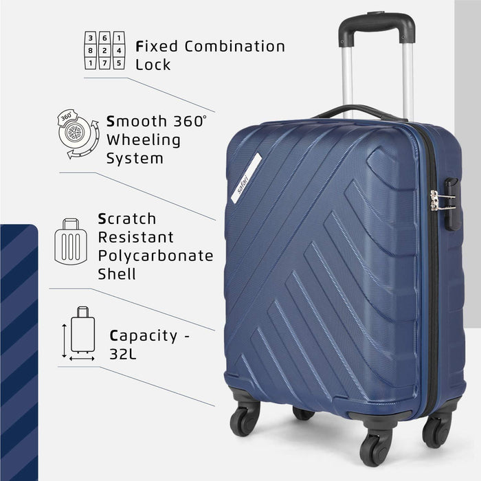 Polycarbonate 53 cms Midnight Blue Hardsided Cabin Luggage (BLACK)