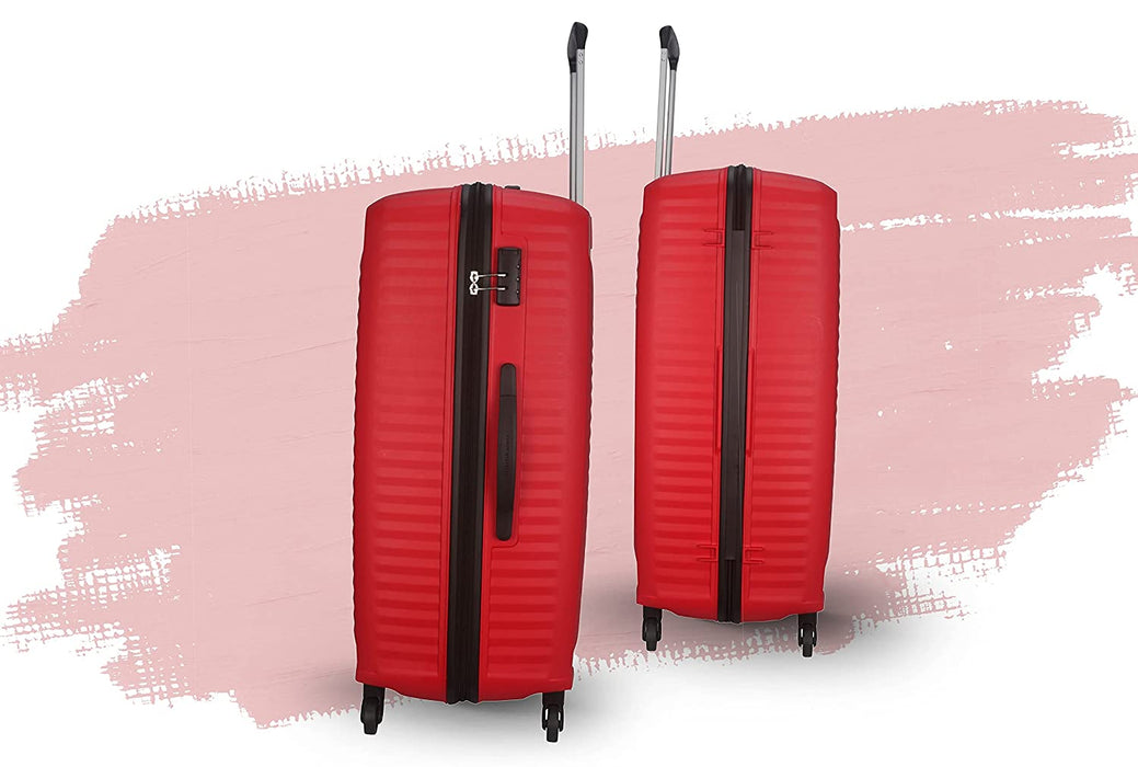 Set of 3 Polypropylene  Small 55 cm Medium 68 cm & Large 79 cm Hard Luggage Trolley Bag (RED)
