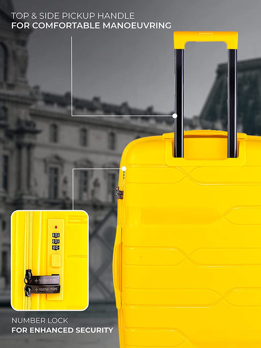 Set of 2 Yellow Trolley Bags Hard-Sided Polypropylene Luggage