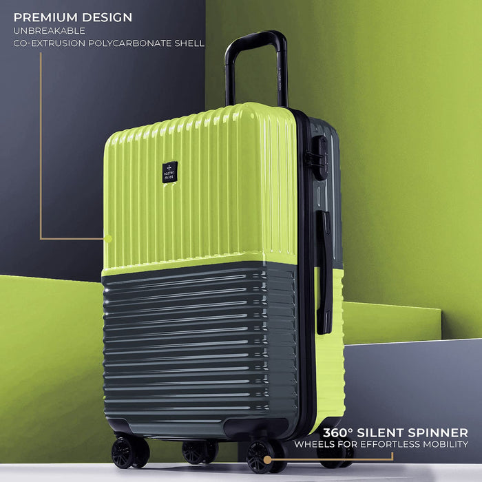 Set of 3 Lime Green and Olive Trolley Bags